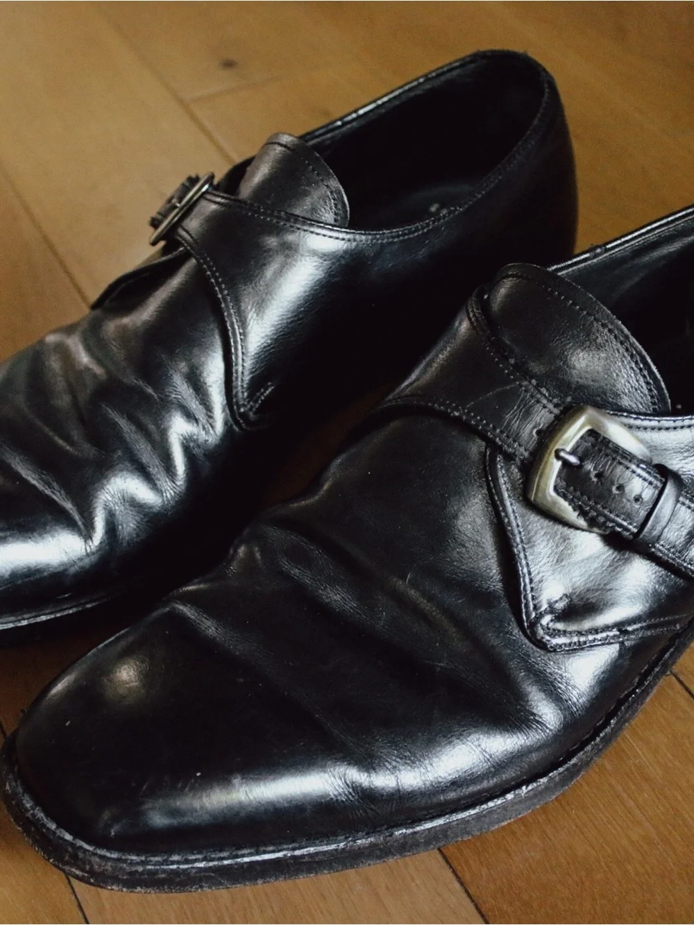 Vintage Wright Black Leather Monkstraps
